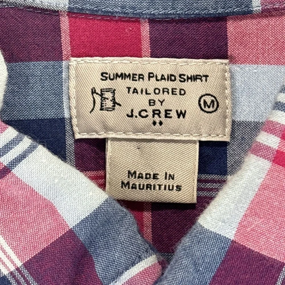 J. Crew mens shirt Summer Plaid M‎ Button Down Long Sleeve Tartan Plaid Cotton
